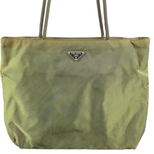 Green Vintage Prada Nylon Tessuto Tote Bag